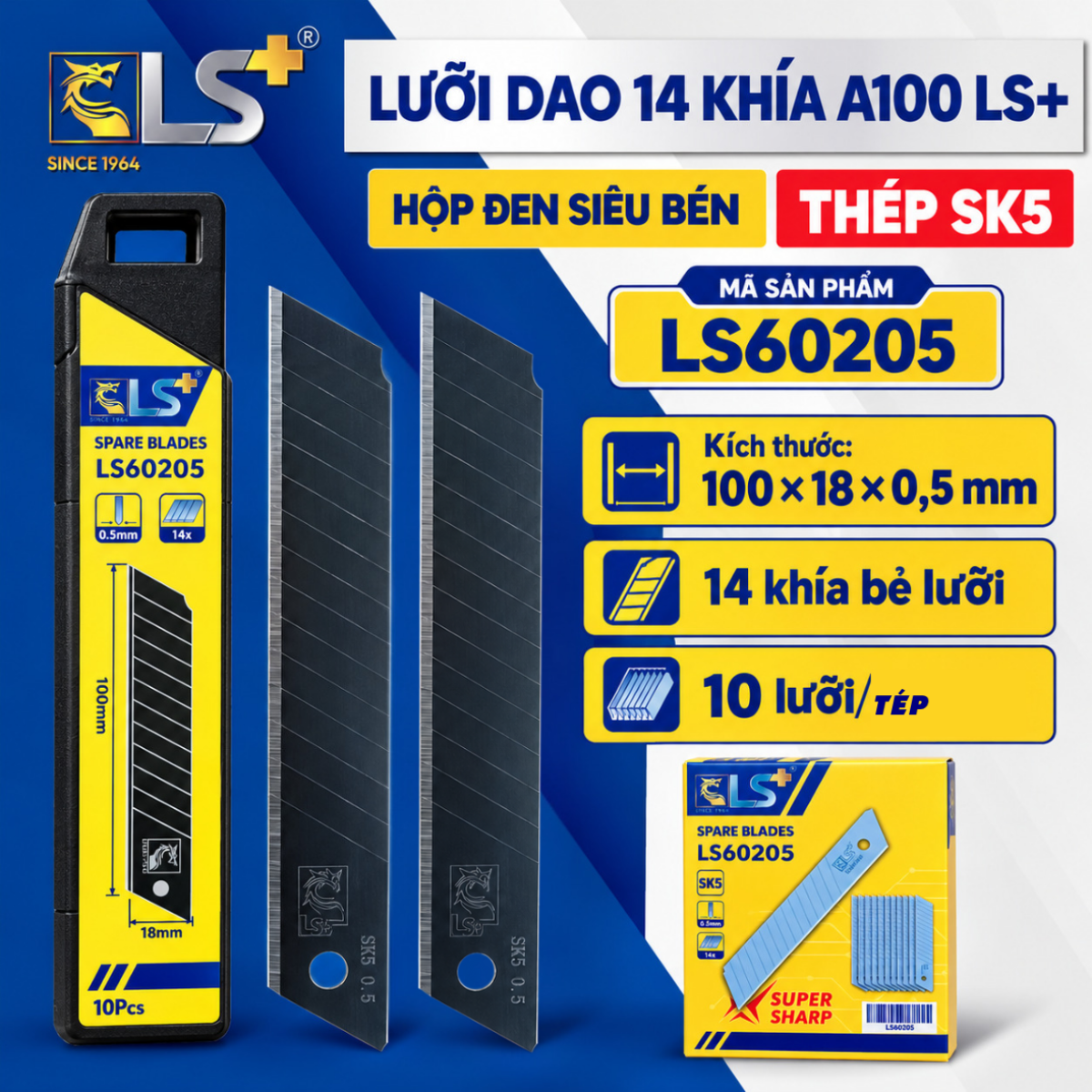 Lưỡi dao rọc giấy đen A100 siêu bén LS+