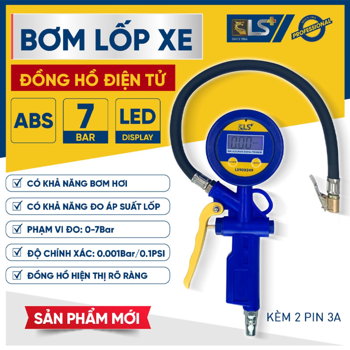 Bơm lốp xe đồng hồ điện tử LS+ 