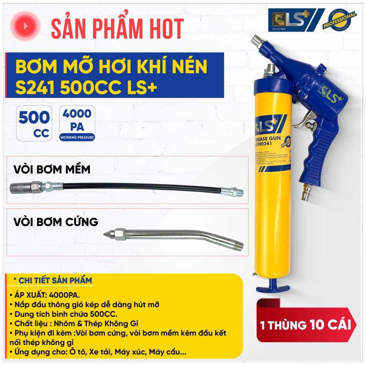 Bơm mỡ hơi khí nén LS+