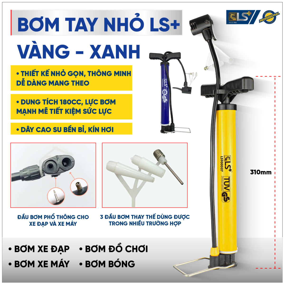 LS+ Yellow-Blue Mini Hand Pump 