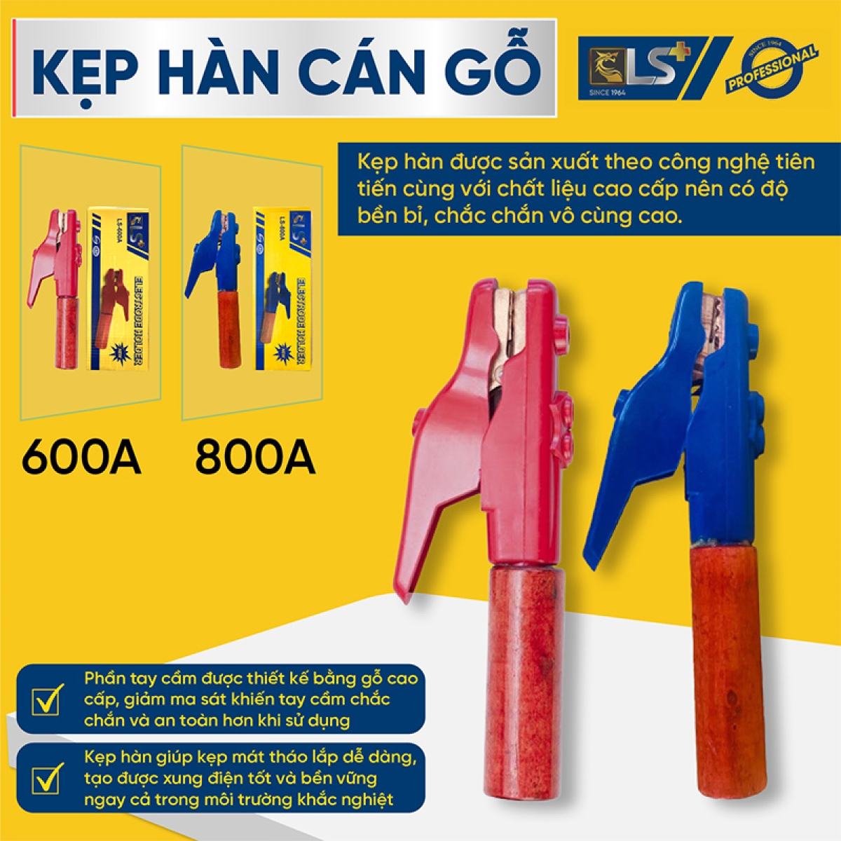 Kẹp hàn cán gỗ LS+ 