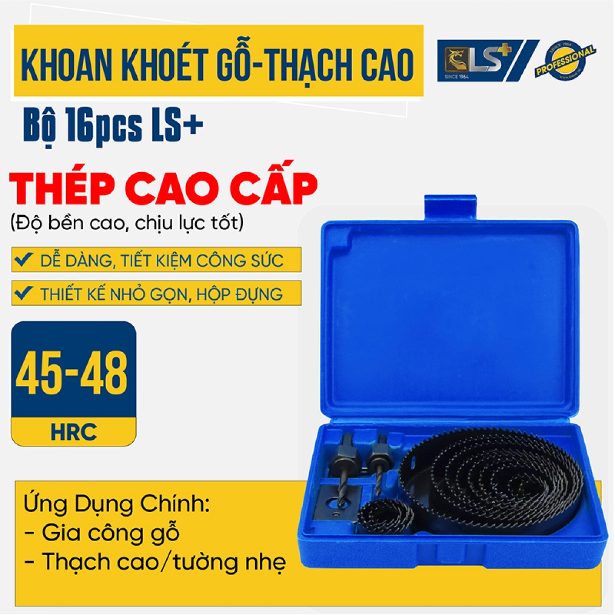 Bộ khoan khoét gỗ - thạch cao 16PCS LS+