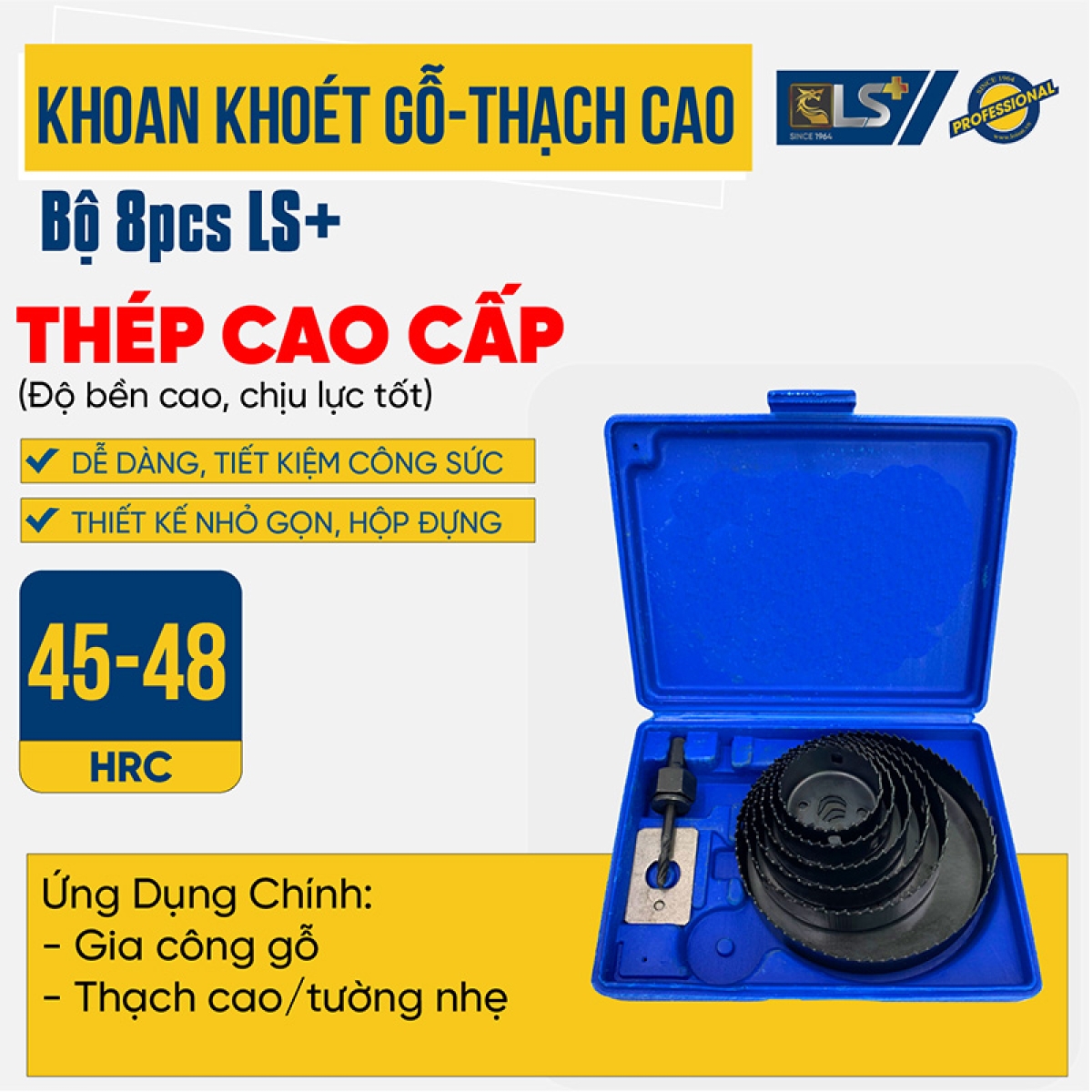 8PCS LS+ Wood and Drywall Hole Saw Set