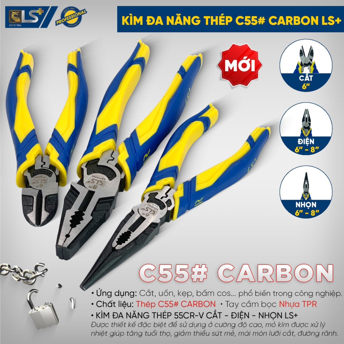 Kìm đa năng thép C55# Carbon LS+