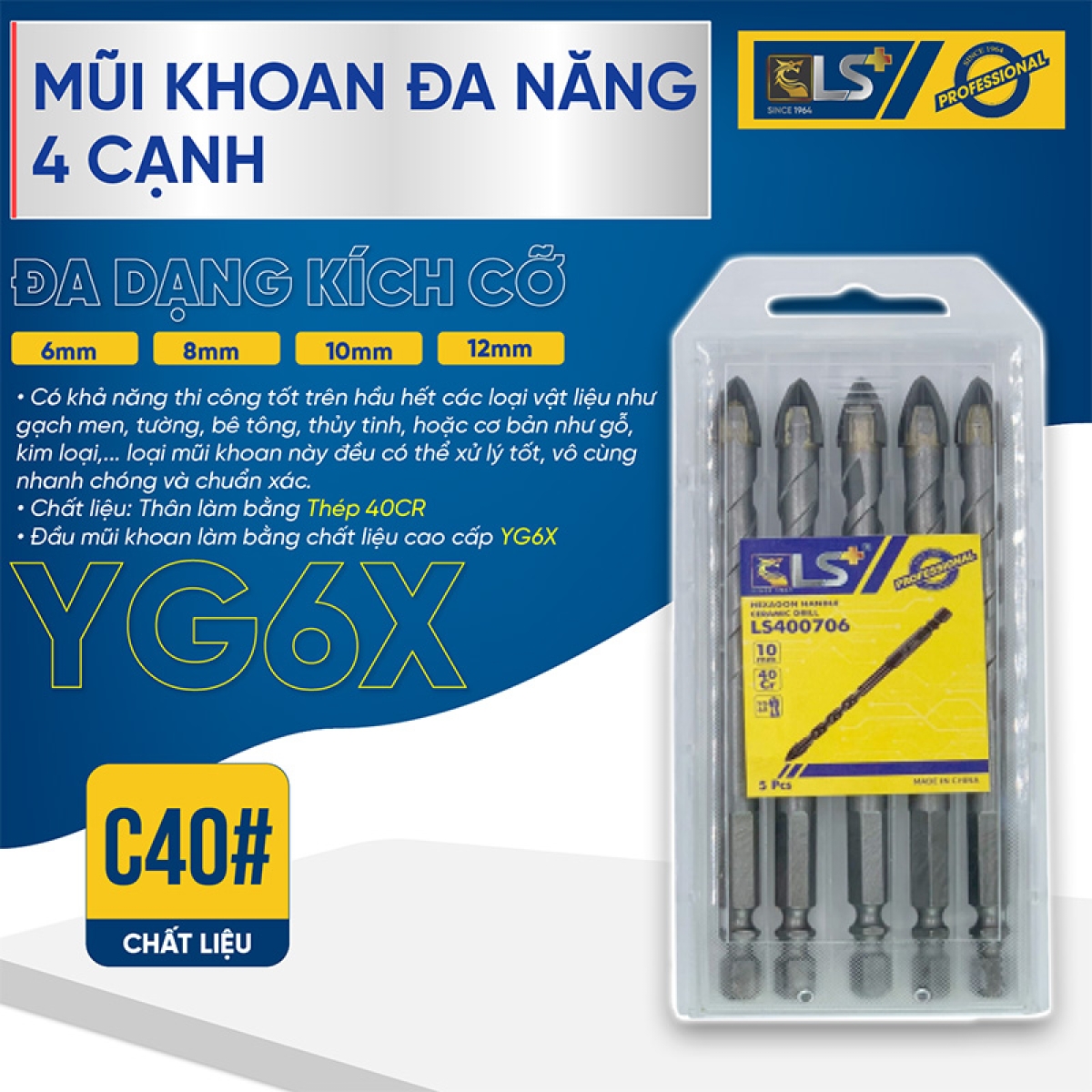 Mũi khoan đa năng 4 cạnh LS+