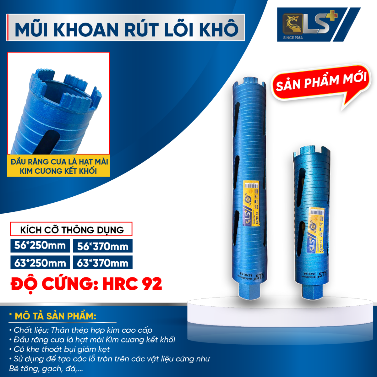 LS+ Dry Diamond Core Drill Bit