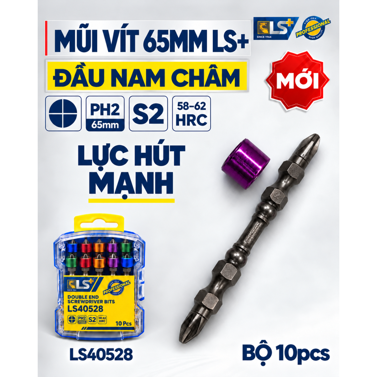 Bộ Mũi vít Đầu Nam Châm 65mm LS+