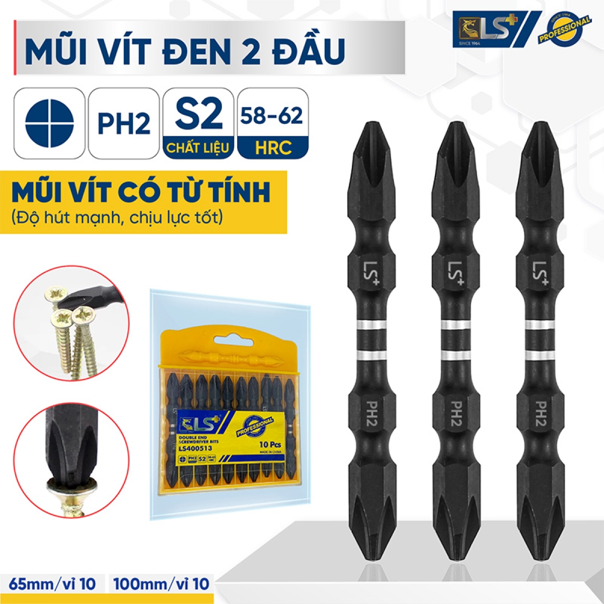 LS+ double-ended black screwdriver bit