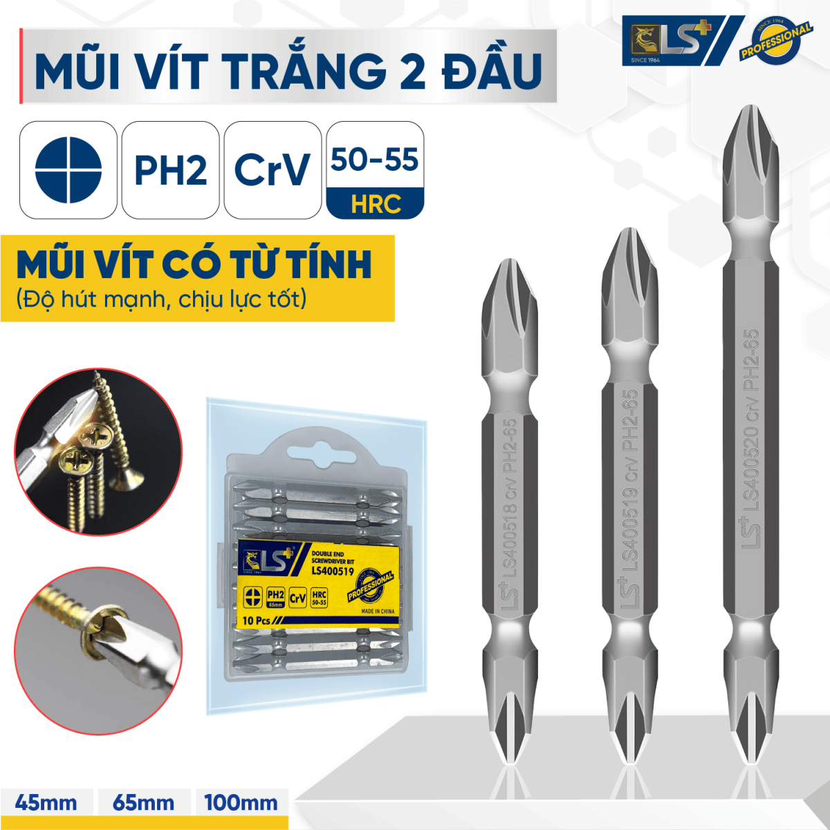 LS+ Double-Ended White Screwdriver Bit 