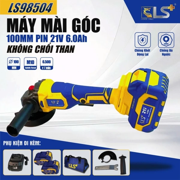 Máy Mài Góc 100mm Pin 21V 6.0AH LS+