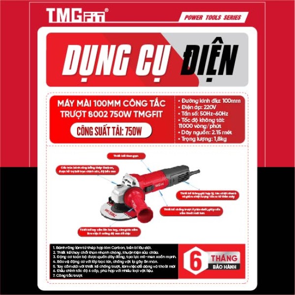 Máy Mài 100mm Công Tắc Trượt 750W 8002