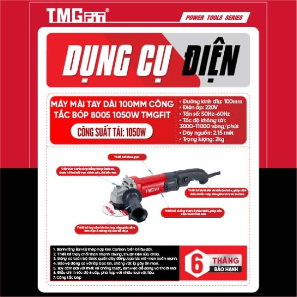 Máy mài tay dài 100mm công tắc bóp 1050W 8005