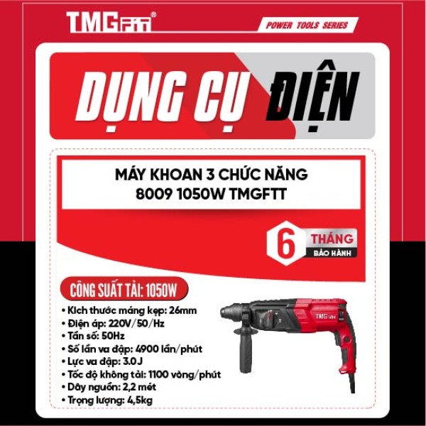 Máy khoan búa 3 chức năng 26mm 1050W 8009