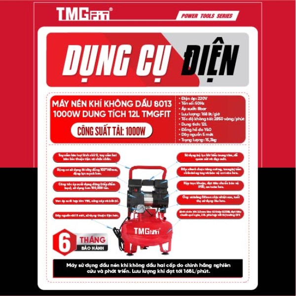 Máy nén khí không dầu 30L 1000W 8014