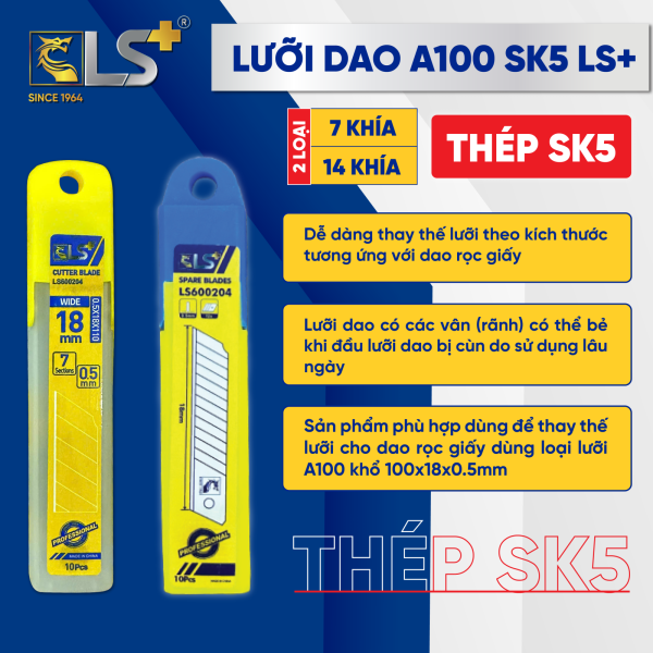 Lưỡi dao rọc giấy A100 cao cấp thép SK5 LS+