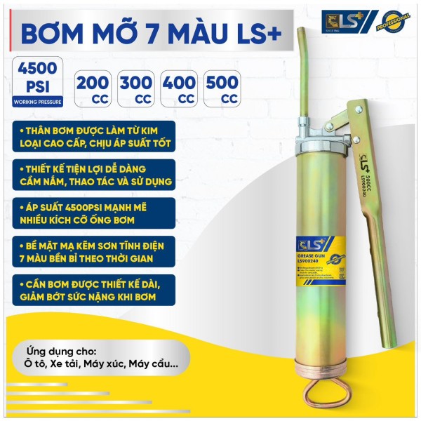 BƠM MỠ 7 MÀU 500cc LS+