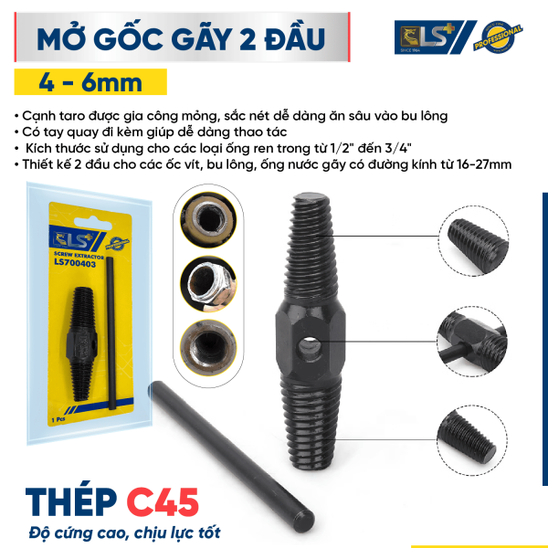 LS+ 2-Head Broken Screw Extractor Set