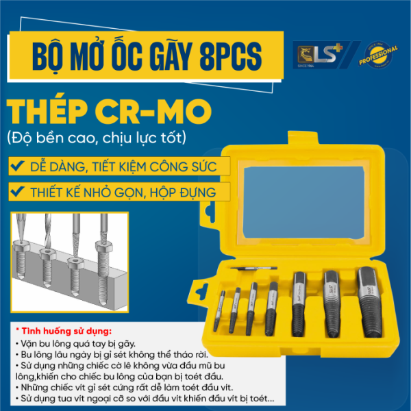 Bộ mở ốc gãy 8pcs LS+