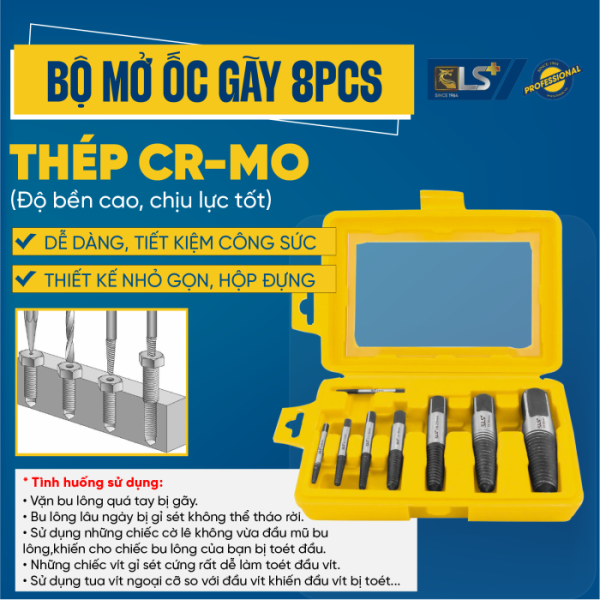 8pcs LS+ Broken Screw Extractor Set