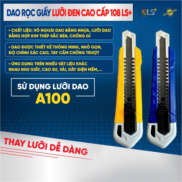 Dao rọc giấy lưỡi đen cao cấp 108 LS+