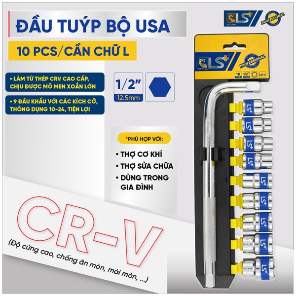 Đầu tuýp bộ 10pcs cần L LS+ 