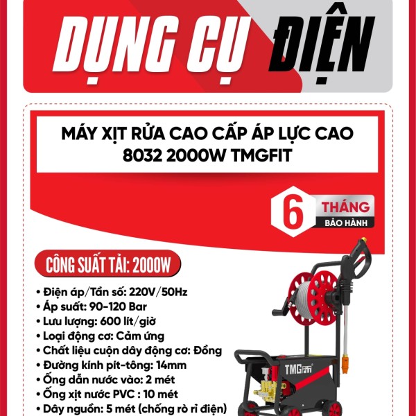 Máy xịt rửa cao áp đẩy tay 2000W 8032
