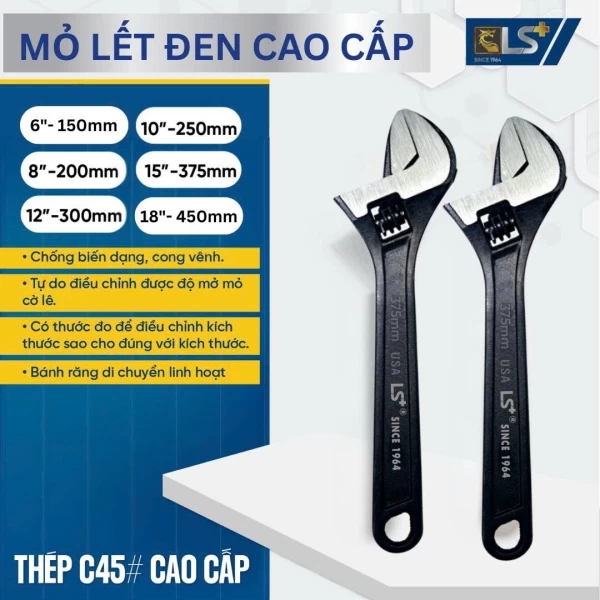 LS+ Premium Black Adjustable Wrench