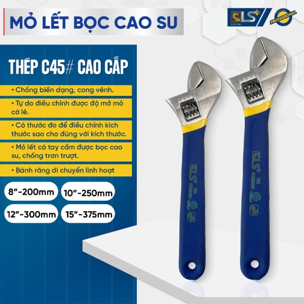 LS+ Rubber-Coated Adjustable Wrench