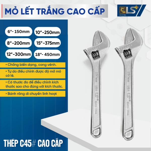LS+ Premium White Adjustable Wrench