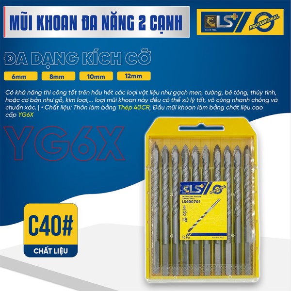 Mũi khoan đa năng 2 cạnh vỉ 10 LS+ 