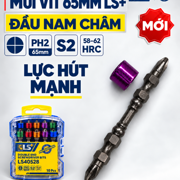 Bộ Mũi vít Đầu Nam Châm 65mm LS+