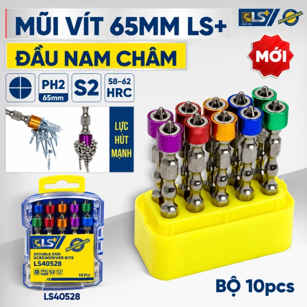 Bộ Mũi vít Đầu Nam Châm 65mm LS+