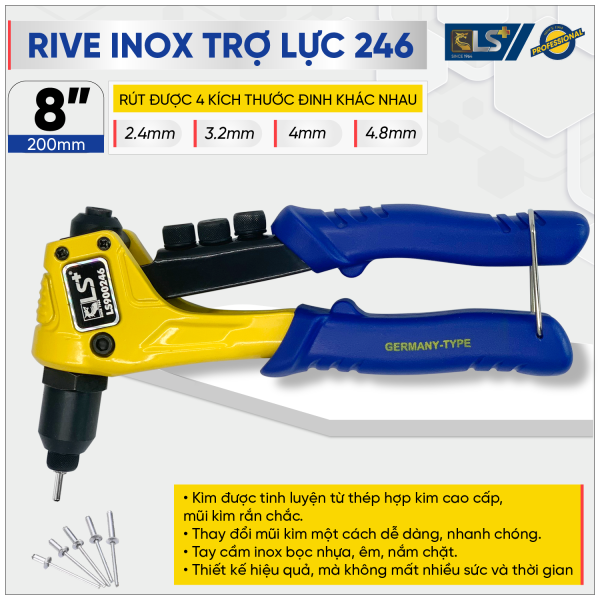 Kìm rive inox trợ lực 246 LS+ 