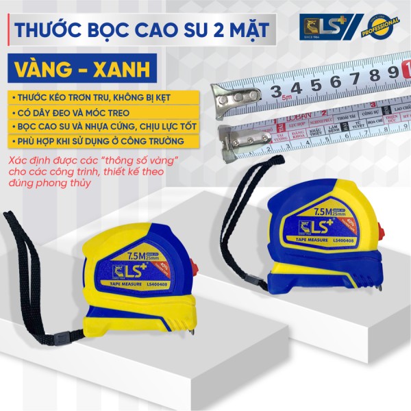 Thước bọc cao su 2 mặt LS+ 