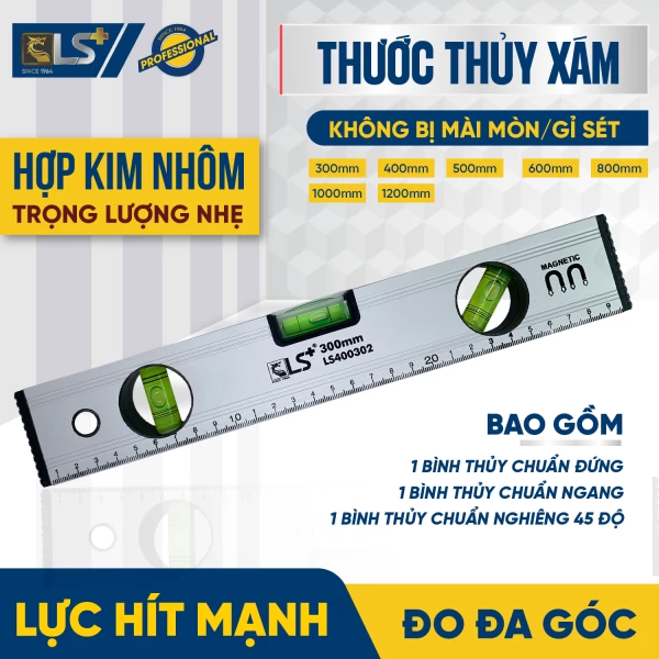 Thước Thủy Xám 300mm LS+