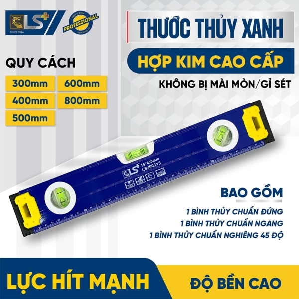 Premium Alloy Blue Spirit Level 400mm LS+