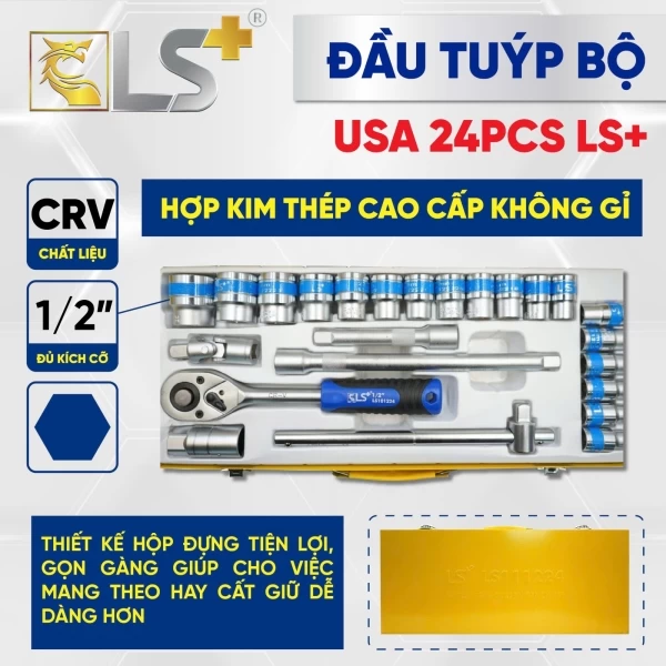Đầu tuýp bộ USA 24pcs LS+