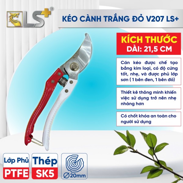Kéo cắt cành trắng đỏ LS+