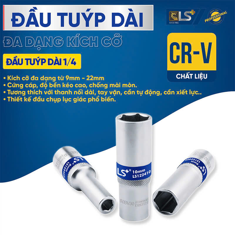 Đầu tuýp dài 1/4 LS+