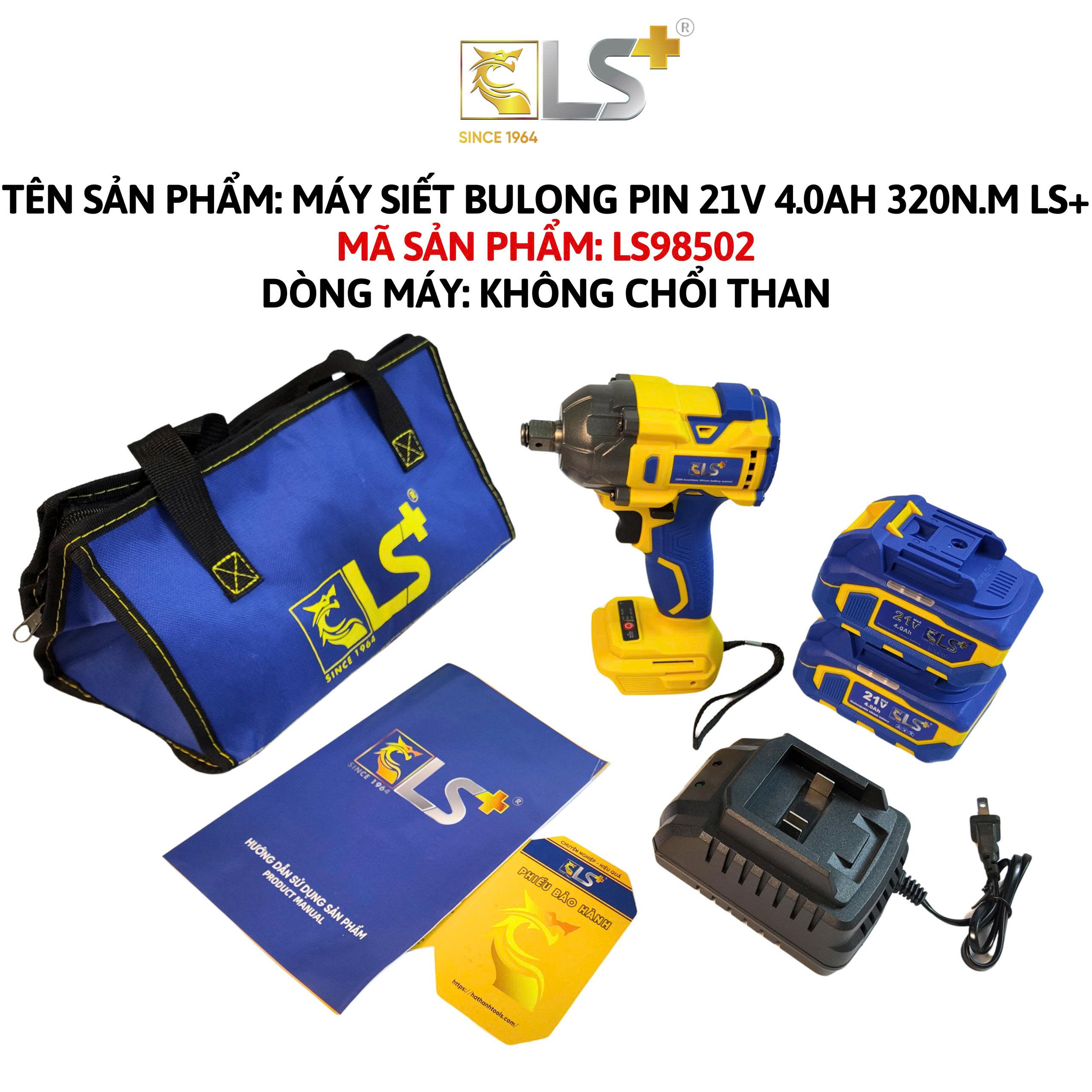 Máy Siết Bulong Pin 21V 4.0AH 320N.m LS+
