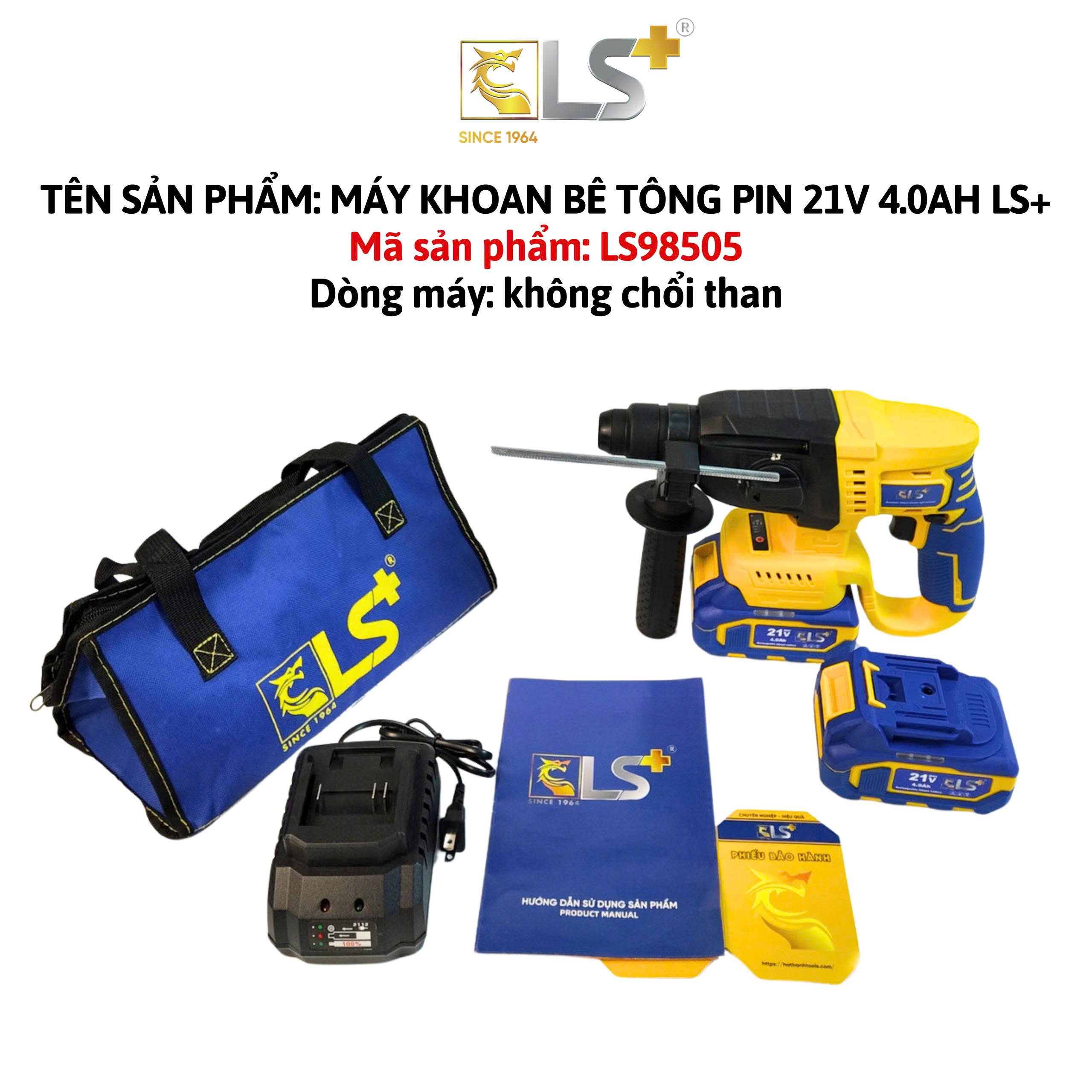 Máy Khoan Bê Tông Pin 21V 4.0AH LS+