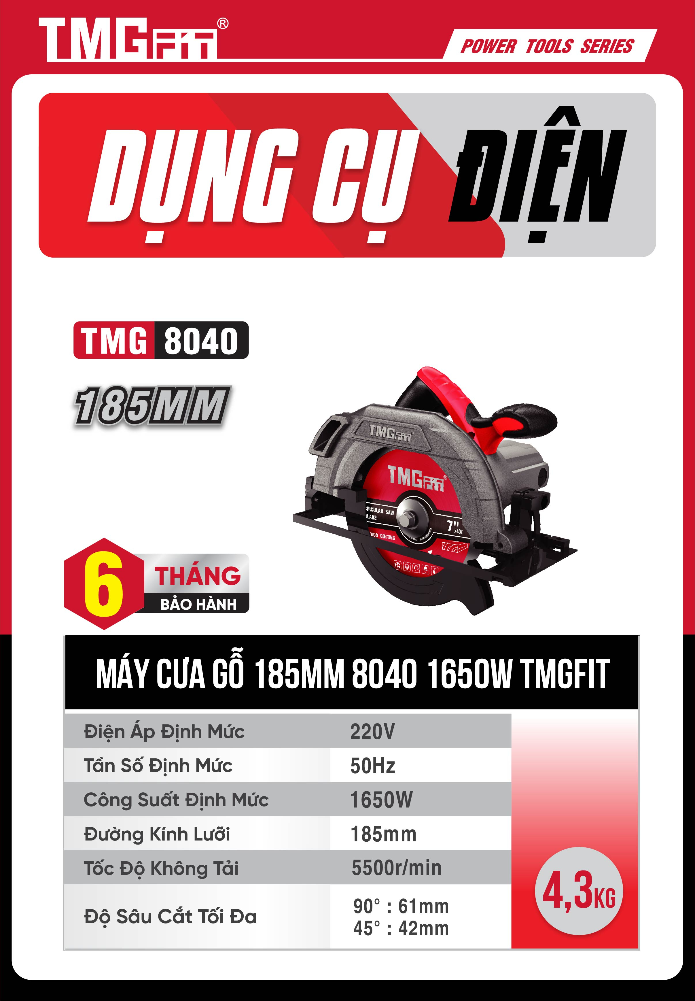 Máy Cưa Gỗ 185mm 1650W 8040