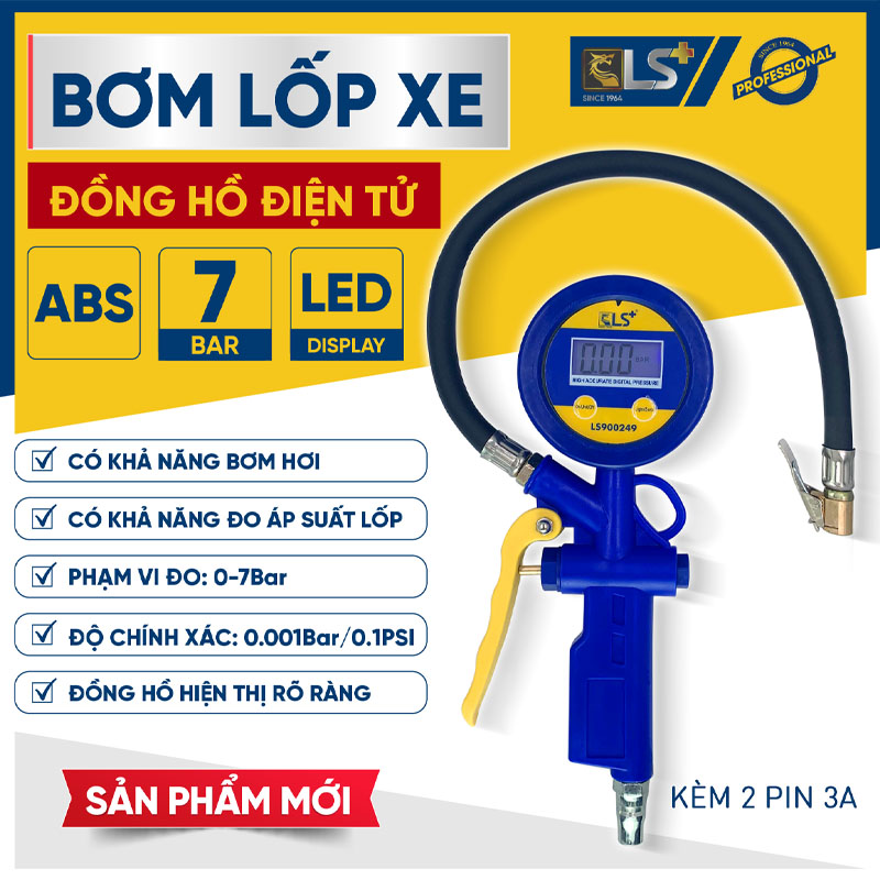 Bơm lốp xe đồng hồ điện tử LS+ 