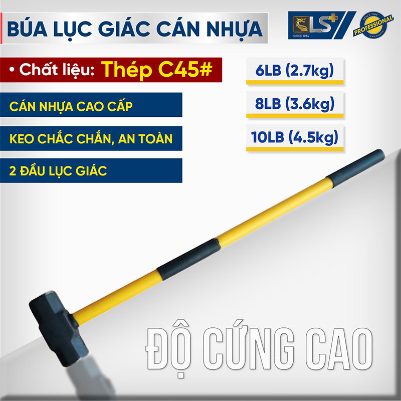 Búa lục giác cán nhựa LS+ 