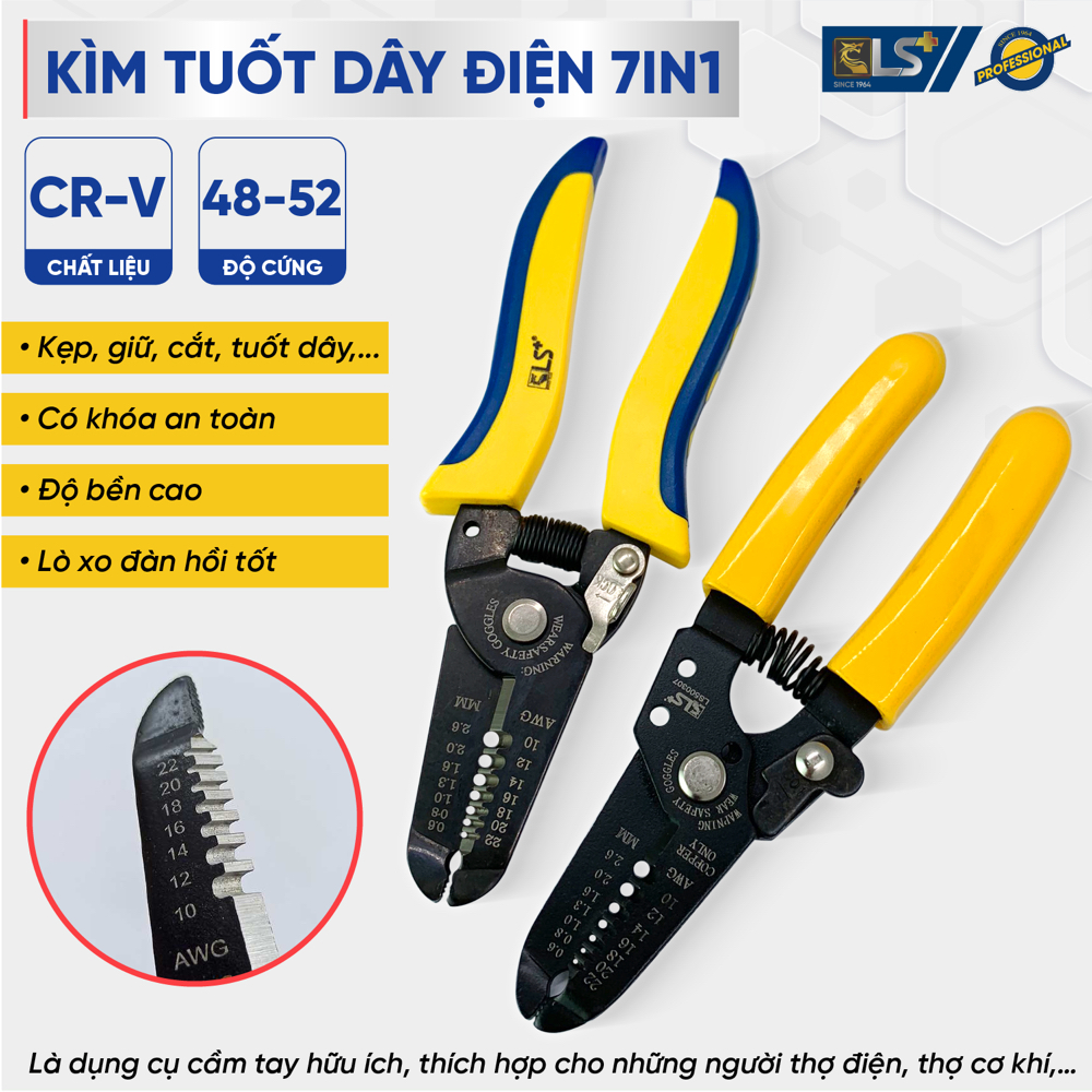 Kìm tuốt dây điện 7 IN 1 LS+ 
