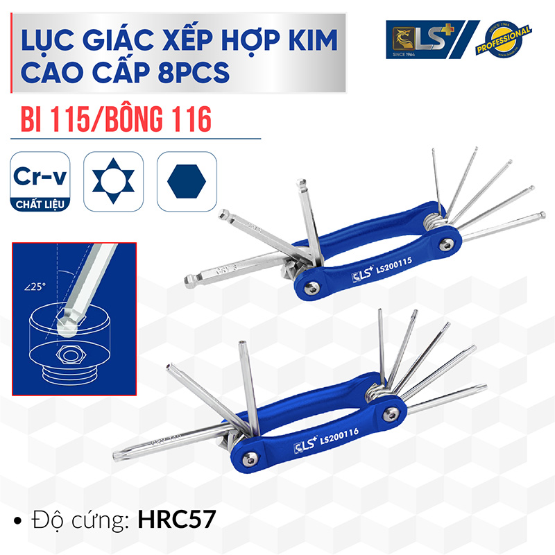 Lục giác xếp hợp kim cao cấp 8PCS LS+