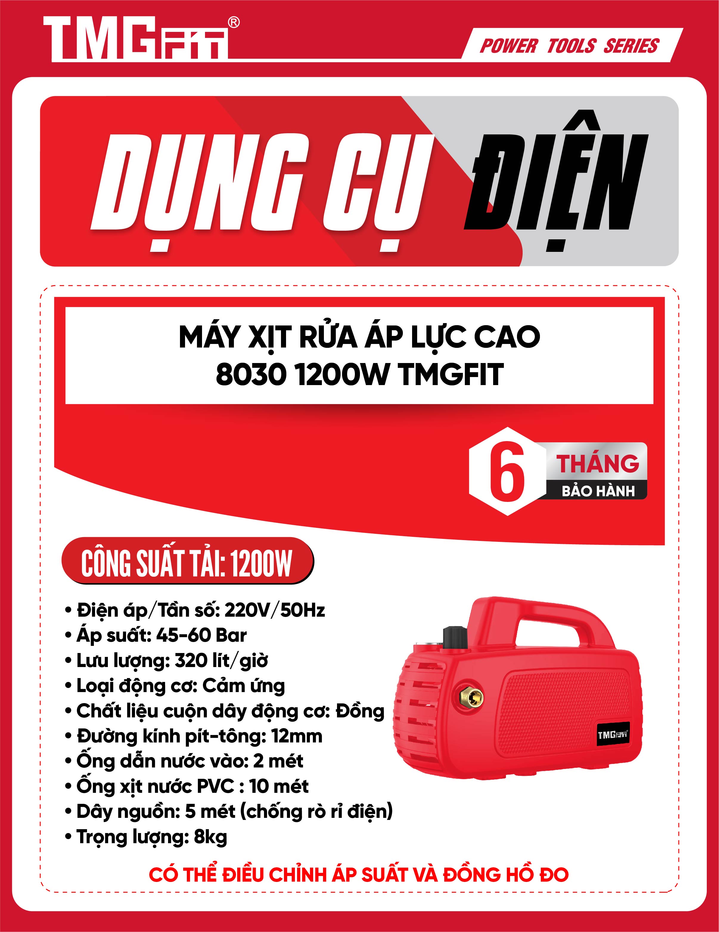 Máy Xịt Rửa Cao Áp 1200W 8030