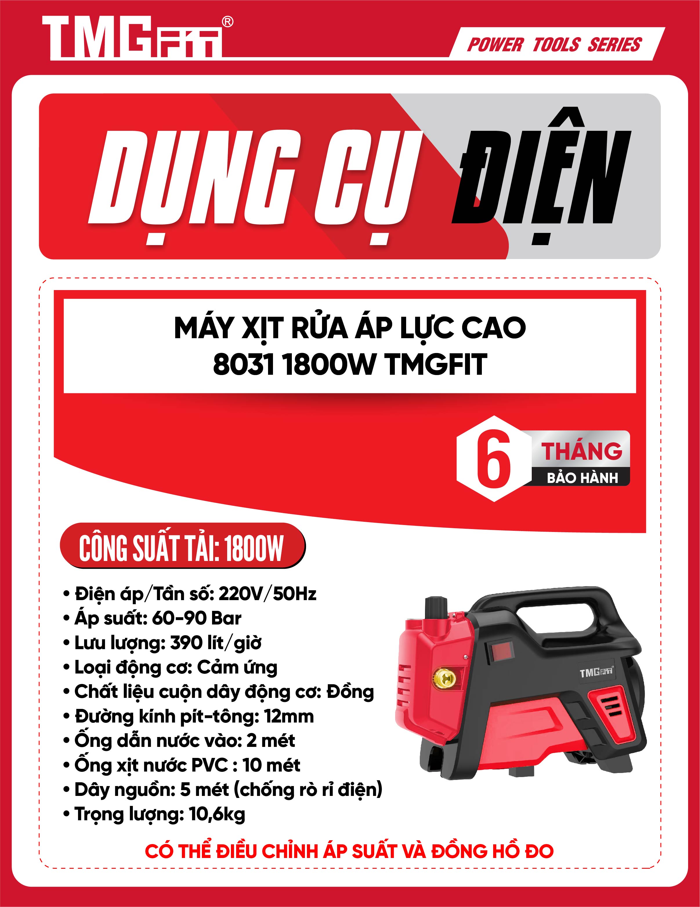 Máy Xịt Rửa Cao Áp 1800W 8031