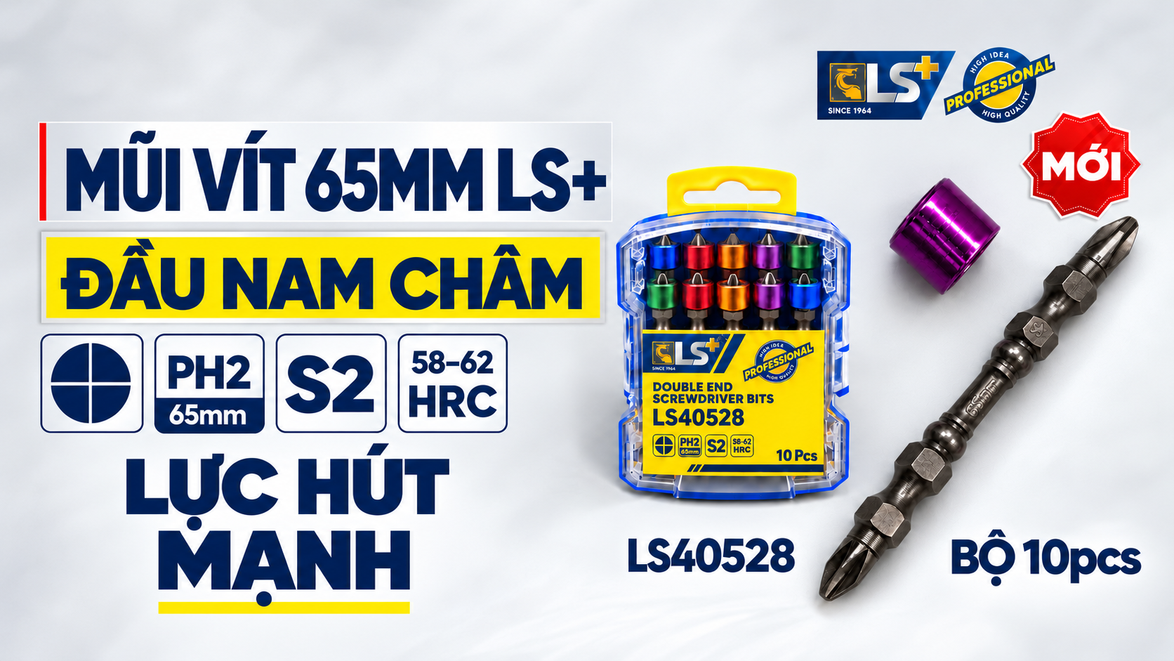 Bộ Mũi vít Đầu Nam Châm 65mm LS+