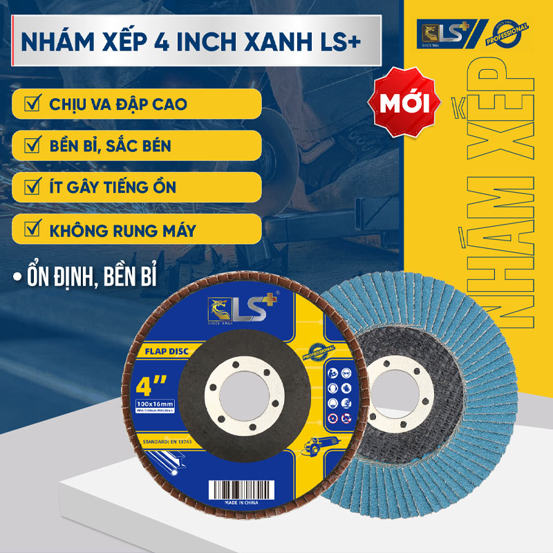 Nhám Xếp 4" Xanh P80 LS+